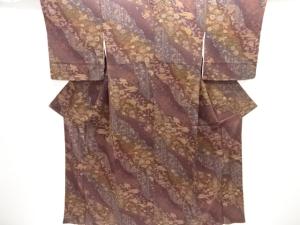 縮緬地　道長取りに花鳥模様小紋着物